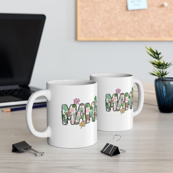 MAMÁ Lucky Clover Mug | Ceramic Coffee Cup with Shamrock Design – Gift for Moms Mamá Taza de la Suerte – 11oz & 15oz Ceramic Mug with Clover Letters | Perfect Gift for Mother's Day, Birthdays & Everyday Love - Image 4