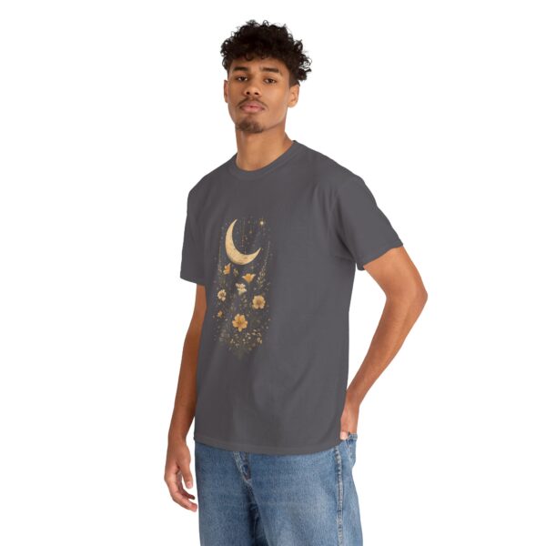 Celestial Moon Vintage Tee - celestial moon and boho flower vintage design on a unisex heavy cotton tee - Image 28