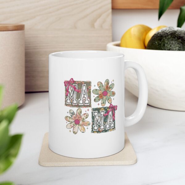 Retro "MAMA" Floral Mug | Vintage-Inspired Ceramic Coffee Cup for Moms Floral MAMA Mug – 11oz & 15oz Retro Style Coffee Cup | Mother's Day, Birthday & Everyday Gift