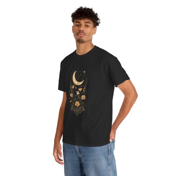 Celestial Moon Vintage Tee - celestial moon and boho flower vintage design on a unisex heavy cotton tee - Image 8