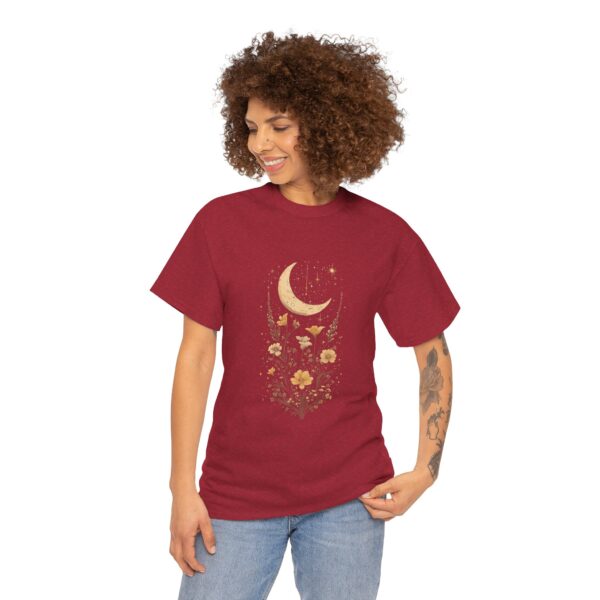 Celestial Moon Vintage Tee - celestial moon and boho flower vintage design on a unisex heavy cotton tee - Image 42