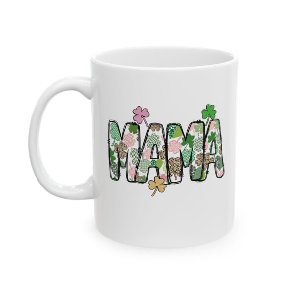 MAMÁ Lucky Clover Mug | Ceramic Coffee Cup with Shamrock Design – Gift for Moms Mamá Taza de la Suerte – 11oz & 15oz Ceramic Mug with Clover Letters | Perfect Gift for Mother's Day, Birthdays & Everyday Love - Image 2
