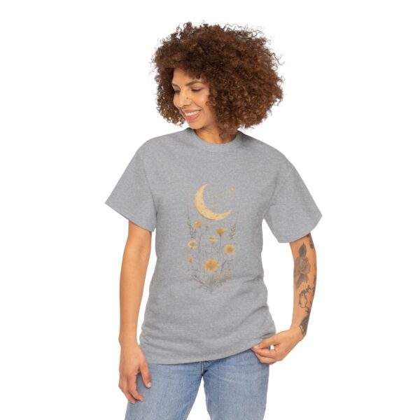 Celestial Moon Vintage Tee - celestial moon and boho flower vintage design on a unisex heavy cotton tee - Image 16