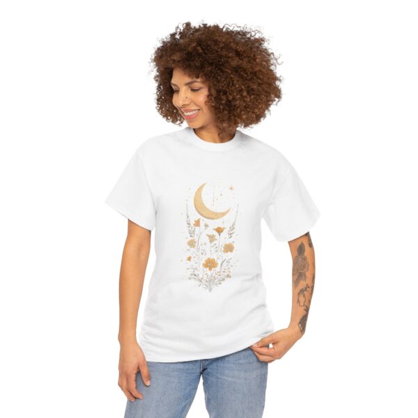 Celestial Moon Vintage Tee - celestial moon and boho flower vintage design on a unisex heavy cotton tee