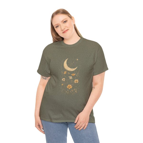 Celestial Moon Vintage Tee - celestial moon and boho flower vintage design on a unisex heavy cotton tee - Image 22
