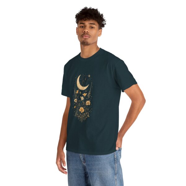 Celestial Moon Vintage Tee - celestial moon and boho flower vintage design on a unisex heavy cotton tee - Image 26