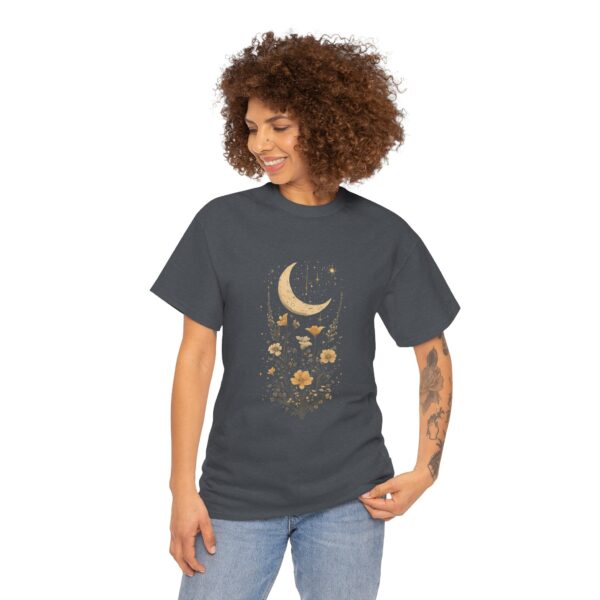 Celestial Moon Vintage Tee - celestial moon and boho flower vintage design on a unisex heavy cotton tee - Image 32