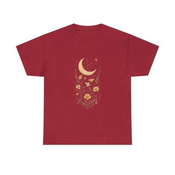 Celestial Moon Vintage Tee - celestial moon and boho flower vintage design on a unisex heavy cotton tee - Image 39