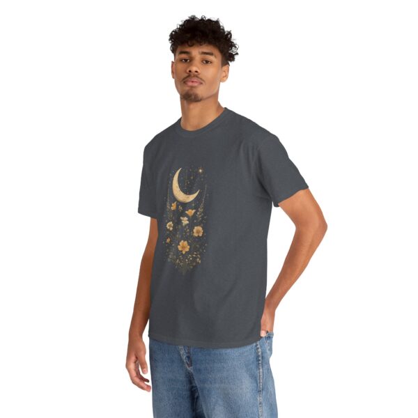 Celestial Moon Vintage Tee - celestial moon and boho flower vintage design on a unisex heavy cotton tee - Image 34