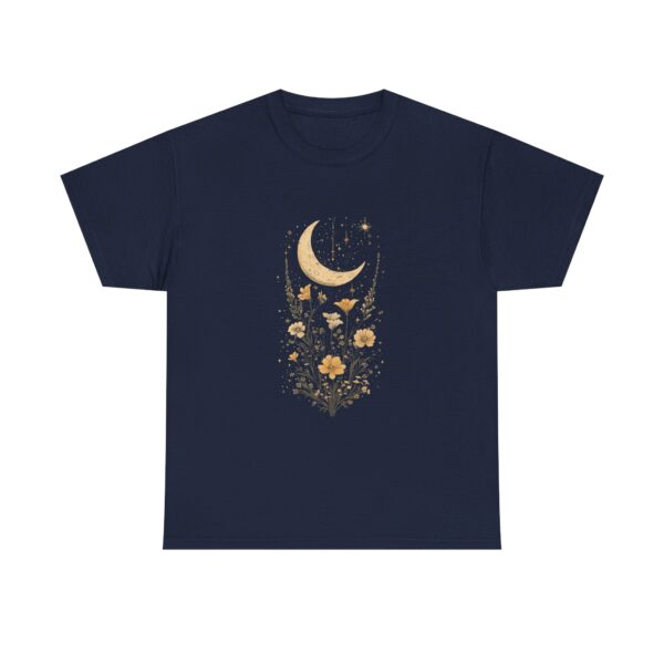 Celestial Moon Vintage Tee - celestial moon and boho flower vintage design on a unisex heavy cotton tee - Image 9