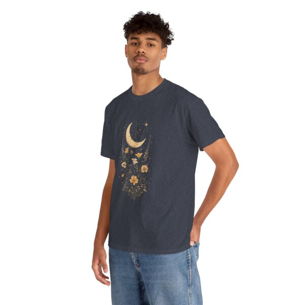 Celestial Moon Vintage Tee - celestial moon and boho flower vintage design on a unisex heavy cotton tee - Image 38
