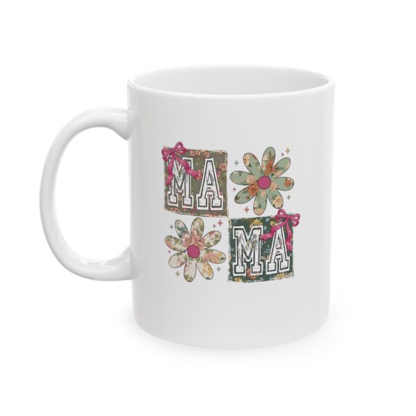Retro "MAMA" Floral Mug | Vintage-Inspired Ceramic Coffee Cup for Moms Floral MAMA Mug – 11oz & 15oz Retro Style Coffee Cup | Mother's Day, Birthday & Everyday Gift - Image 2