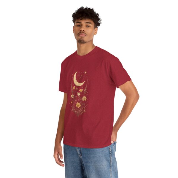 Celestial Moon Vintage Tee - celestial moon and boho flower vintage design on a unisex heavy cotton tee - Image 40