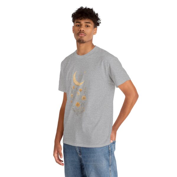 Celestial Moon Vintage Tee - celestial moon and boho flower vintage design on a unisex heavy cotton tee - Image 18