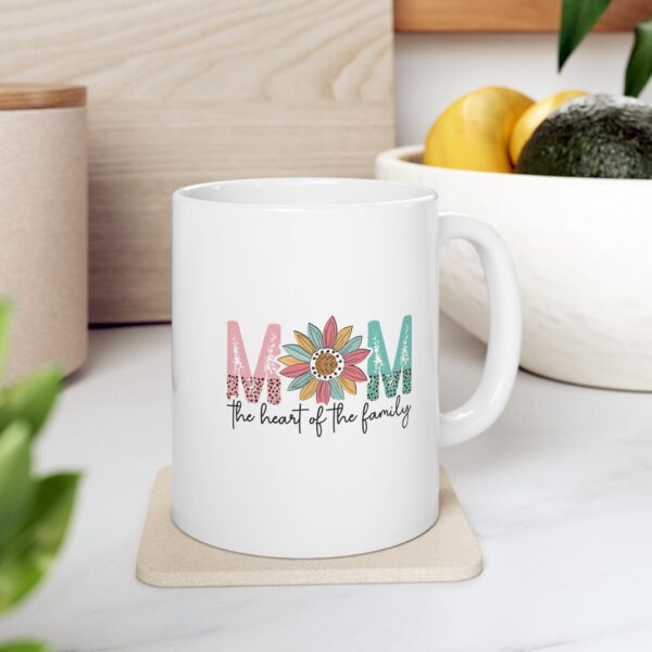 Mom, the Heart of the Family – Ceramic Mug | Sweet Coffee Cup Gift for Moms Heart of the Family Mug – Whimsical 11oz & 15oz Ceramic Coffee Cup, Perfect Gift for Mom on Mother’s Day, Birthdays & Holidays