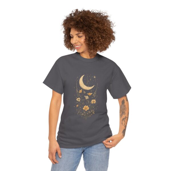 Celestial Moon Vintage Tee - celestial moon and boho flower vintage design on a unisex heavy cotton tee - Image 29