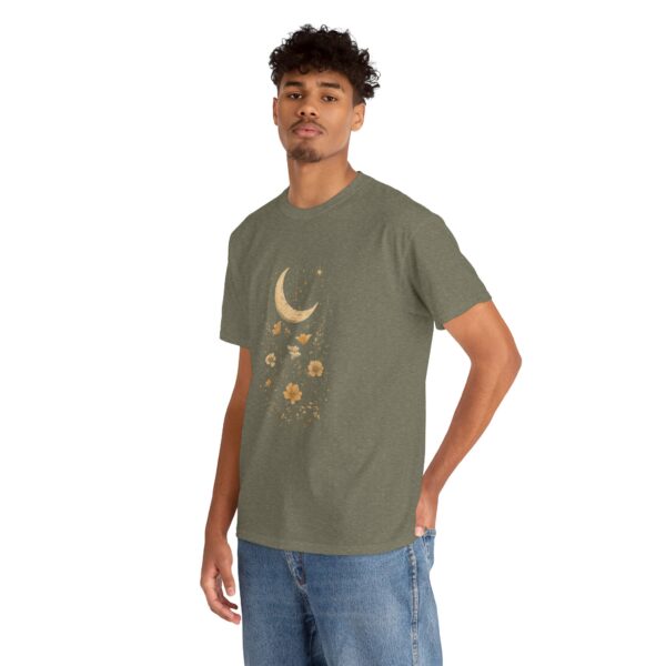 Celestial Moon Vintage Tee - celestial moon and boho flower vintage design on a unisex heavy cotton tee - Image 21
