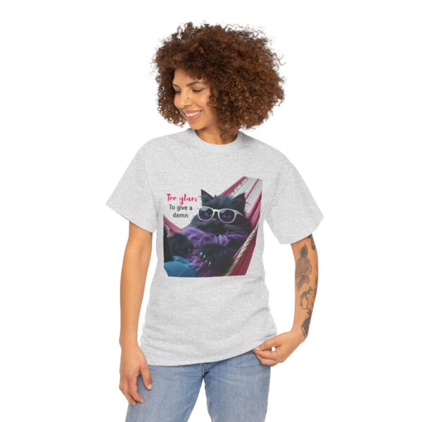 Too Glam to Give a Damn Shirt – Cool Cat Graphic Tee for Sassy Women – Funny Cat Lover Gift – Unbothered Aesthetic T-Shirt - Image 6