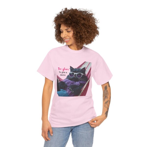 Too Glam to Give a Damn Shirt – Cool Cat Graphic Tee for Sassy Women – Funny Cat Lover Gift – Unbothered Aesthetic T-Shirt - Image 3