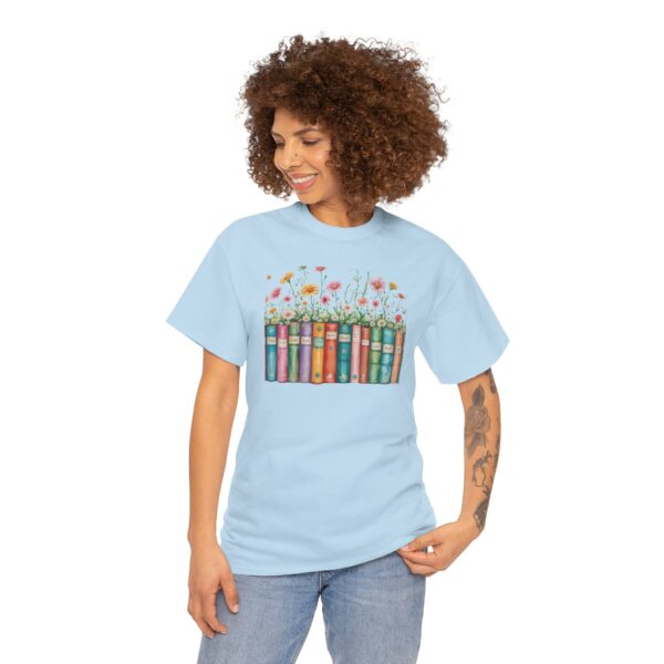 Vintage Books and Wildflowers Unisex Tee for Poetic Souls | Soft Cotton Shirt for Readers and Writers - Image 4