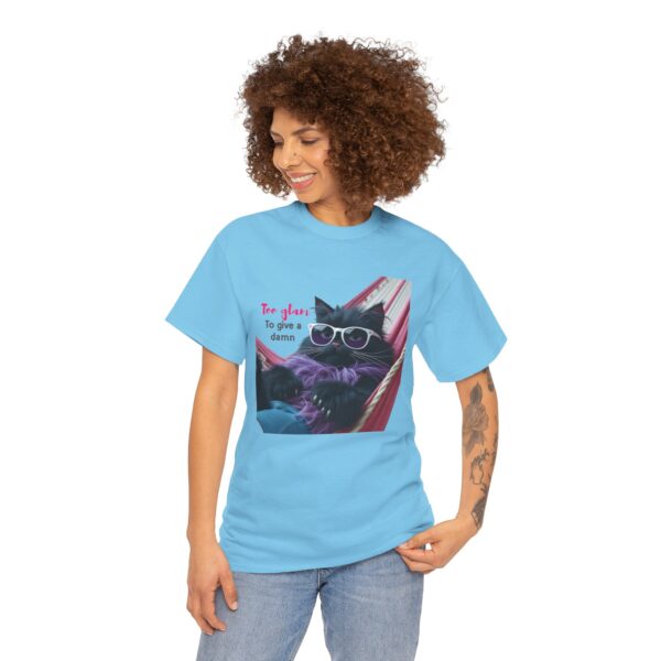 Too Glam to Give a Damn Shirt – Cool Cat Graphic Tee for Sassy Women – Funny Cat Lover Gift – Unbothered Aesthetic T-Shirt - Image 7