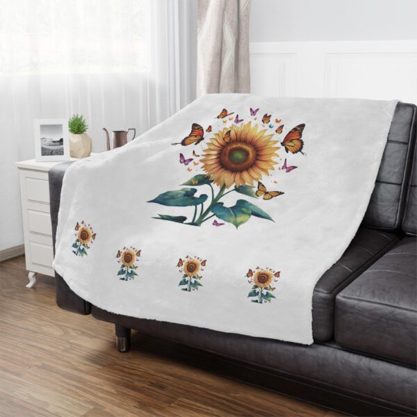 Sunflower Minky Blanket - Sunflower and Butterfly Minky Blanket – Soft Cozy Throw for Nature Lovers – Floral Gift for Mom or Gardener - Image 9