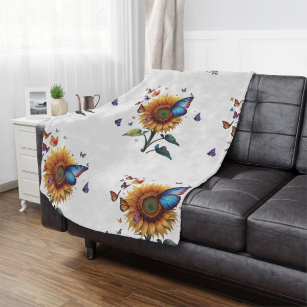 Vibrant Sunflower Blanket – Plush Minky Throw with Butterflies – Cozy Nature-Inspired Gift for Her - Image 13