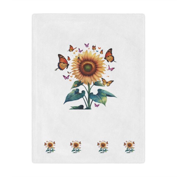Sunflower Minky Blanket - Sunflower and Butterfly Minky Blanket – Soft Cozy Throw for Nature Lovers – Floral Gift for Mom or Gardener - Image 2