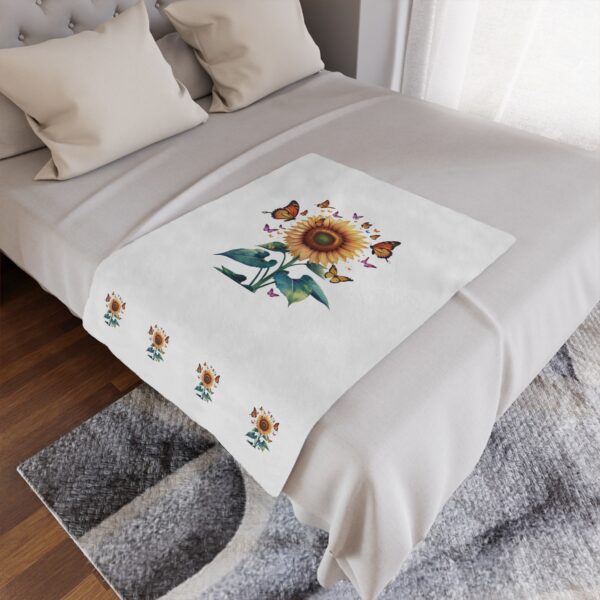 Sunflower Minky Blanket - Sunflower and Butterfly Minky Blanket – Soft Cozy Throw for Nature Lovers – Floral Gift for Mom or Gardener - Image 5