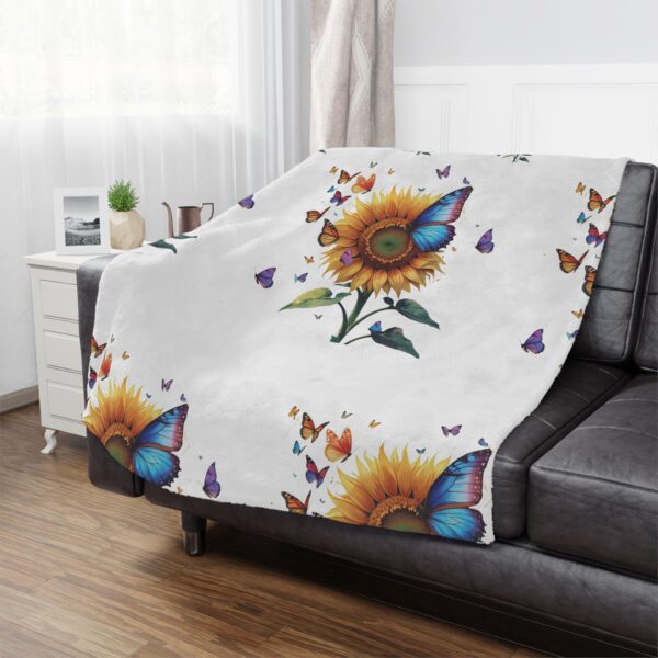 Vibrant Sunflower Blanket – Plush Minky Throw with Butterflies – Cozy Nature-Inspired Gift for Her - Image 9