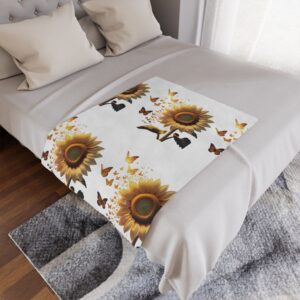 Sunflower Minky Blanket | Cozy Throw for Home Decor, Nursery, Gifts, Summer Vibes, Floral Decorative