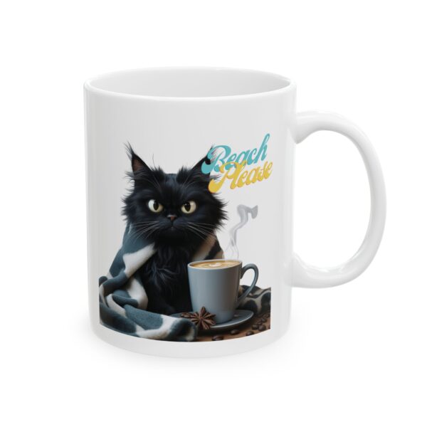 Funny Black Cat Mug – Beach Please Coffee Cup – Sarcastic Cat Lover Gift – Cozy Coastal Vibes – 11oz/15oz Ceramic Mug – Coffee with Attitude" - Image 3
