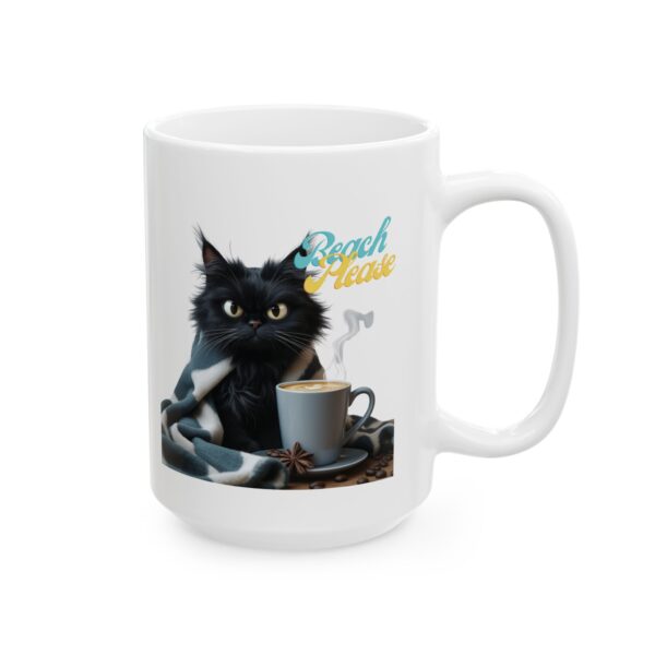 Funny Black Cat Mug – Beach Please Coffee Cup – Sarcastic Cat Lover Gift – Cozy Coastal Vibes – 11oz/15oz Ceramic Mug – Coffee with Attitude" - Image 9