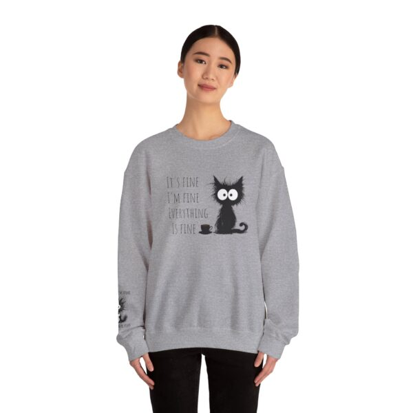 "It’s Fine. I’m Fine. Everything is Fine” Cat Sweatshirt – Cozy Unisex Crewneck | Comfort Colors Cat Sweatshirt | Funny and Relatable Quote Shirt | Purr-fect Gift for Cat Lovers & Pet Parents Let’s be honest—some days are just “fine”… and this hilarious cat knows it. - Image 31