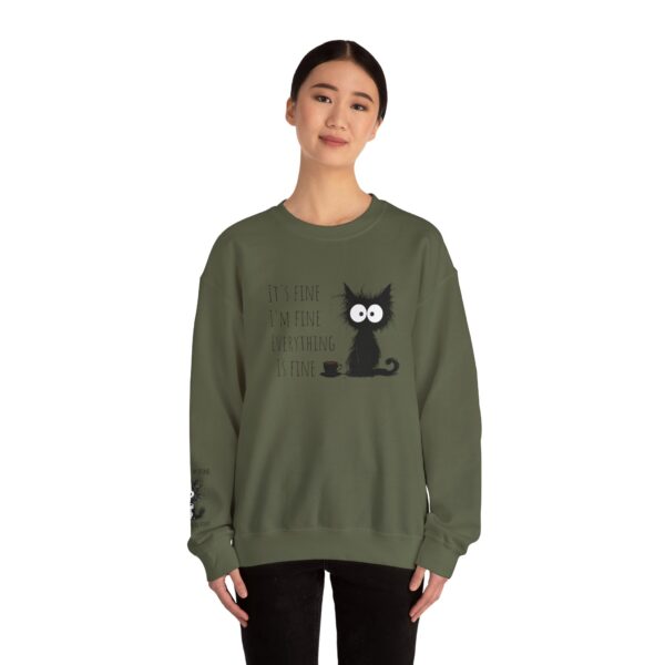 "It’s Fine. I’m Fine. Everything is Fine” Cat Sweatshirt – Cozy Unisex Crewneck | Comfort Colors Cat Sweatshirt | Funny and Relatable Quote Shirt | Purr-fect Gift for Cat Lovers & Pet Parents Let’s be honest—some days are just “fine”… and this hilarious cat knows it. - Image 35