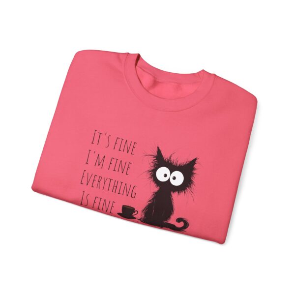 "It’s Fine. I’m Fine. Everything is Fine” Cat Sweatshirt – Cozy Unisex Crewneck | Comfort Colors Cat Sweatshirt | Funny and Relatable Quote Shirt | Purr-fect Gift for Cat Lovers & Pet Parents Let’s be honest—some days are just “fine”… and this hilarious cat knows it. - Image 8