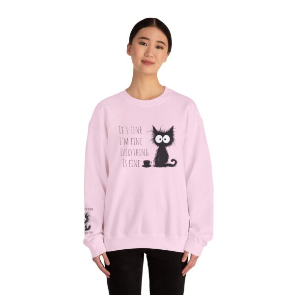 "It’s Fine. I’m Fine. Everything is Fine” Cat Sweatshirt – Cozy Unisex Crewneck | Comfort Colors Cat Sweatshirt | Funny and Relatable Quote Shirt | Purr-fect Gift for Cat Lovers & Pet Parents Let’s be honest—some days are just “fine”… and this hilarious cat knows it. - Image 39