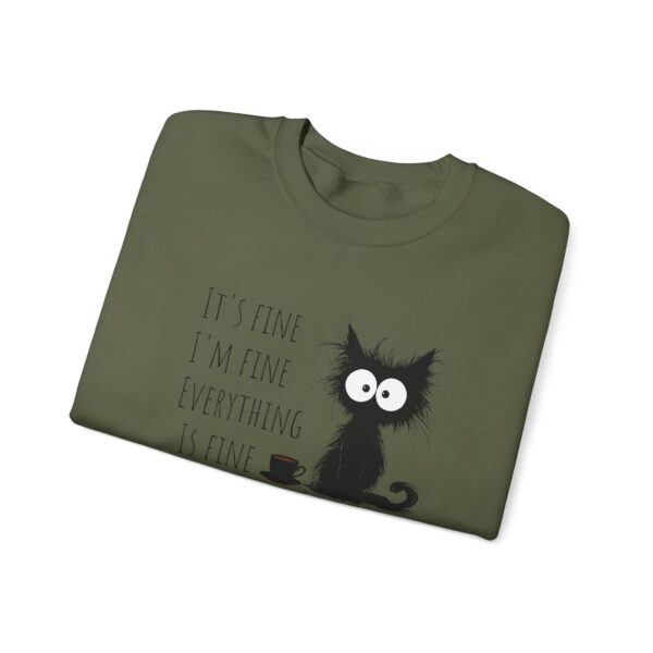 "It’s Fine. I’m Fine. Everything is Fine” Cat Sweatshirt – Cozy Unisex Crewneck | Comfort Colors Cat Sweatshirt | Funny and Relatable Quote Shirt | Purr-fect Gift for Cat Lovers & Pet Parents Let’s be honest—some days are just “fine”… and this hilarious cat knows it. - Image 34