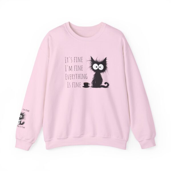 "It’s Fine. I’m Fine. Everything is Fine” Cat Sweatshirt – Cozy Unisex Crewneck | Comfort Colors Cat Sweatshirt | Funny and Relatable Quote Shirt | Purr-fect Gift for Cat Lovers & Pet Parents Let’s be honest—some days are just “fine”… and this hilarious cat knows it. - Image 37