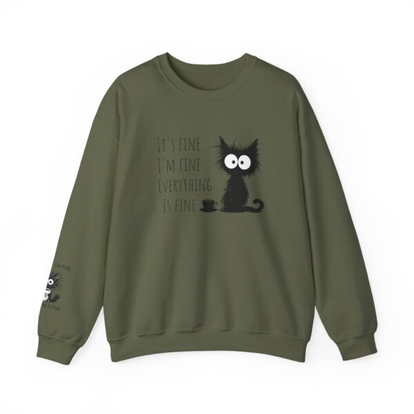 "It’s Fine. I’m Fine. Everything is Fine” Cat Sweatshirt – Cozy Unisex Crewneck | Comfort Colors Cat Sweatshirt | Funny and Relatable Quote Shirt | Purr-fect Gift for Cat Lovers & Pet Parents Let’s be honest—some days are just “fine”… and this hilarious cat knows it. - Image 33