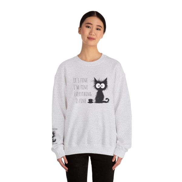 "It’s Fine. I’m Fine. Everything is Fine” Cat Sweatshirt – Cozy Unisex Crewneck | Comfort Colors Cat Sweatshirt | Funny and Relatable Quote Shirt | Purr-fect Gift for Cat Lovers & Pet Parents Let’s be honest—some days are just “fine”… and this hilarious cat knows it. - Image 22