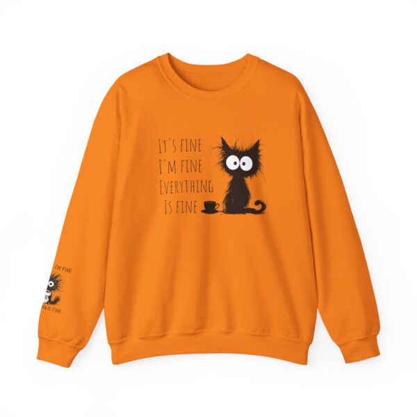 "It’s Fine. I’m Fine. Everything is Fine” Cat Sweatshirt – Cozy Unisex Crewneck | Comfort Colors Cat Sweatshirt | Funny and Relatable Quote Shirt | Purr-fect Gift for Cat Lovers & Pet Parents Let’s be honest—some days are just “fine”… and this hilarious cat knows it. - Image 13