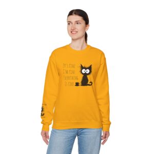 "It’s Fine. I’m Fine. Everything is Fine” Cat Sweatshirt – Cozy Unisex Crewneck | Comfort Colors Cat Sweatshirt | Funny and Relatable Quote Shirt | Purr-fect Gift for Cat Lovers & Pet Parents Let’s be honest—some days are just “fine”… and this hilarious cat knows it.