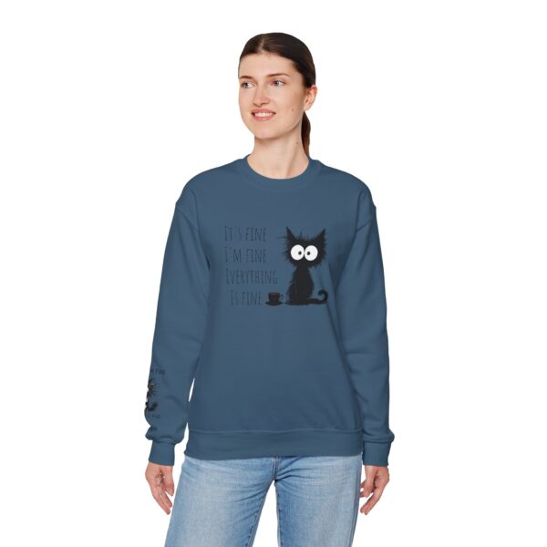 "It’s Fine. I’m Fine. Everything is Fine” Cat Sweatshirt – Cozy Unisex Crewneck | Comfort Colors Cat Sweatshirt | Funny and Relatable Quote Shirt | Purr-fect Gift for Cat Lovers & Pet Parents Let’s be honest—some days are just “fine”… and this hilarious cat knows it. - Image 18