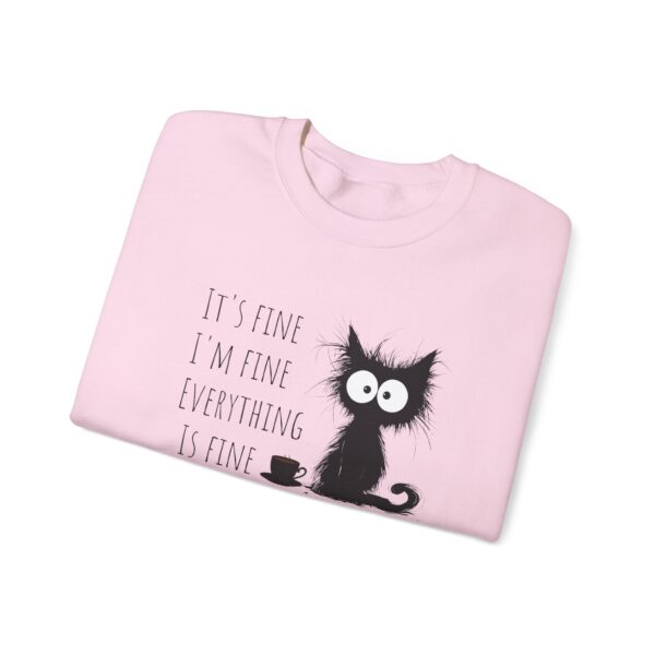 "It’s Fine. I’m Fine. Everything is Fine” Cat Sweatshirt – Cozy Unisex Crewneck | Comfort Colors Cat Sweatshirt | Funny and Relatable Quote Shirt | Purr-fect Gift for Cat Lovers & Pet Parents Let’s be honest—some days are just “fine”… and this hilarious cat knows it. - Image 38